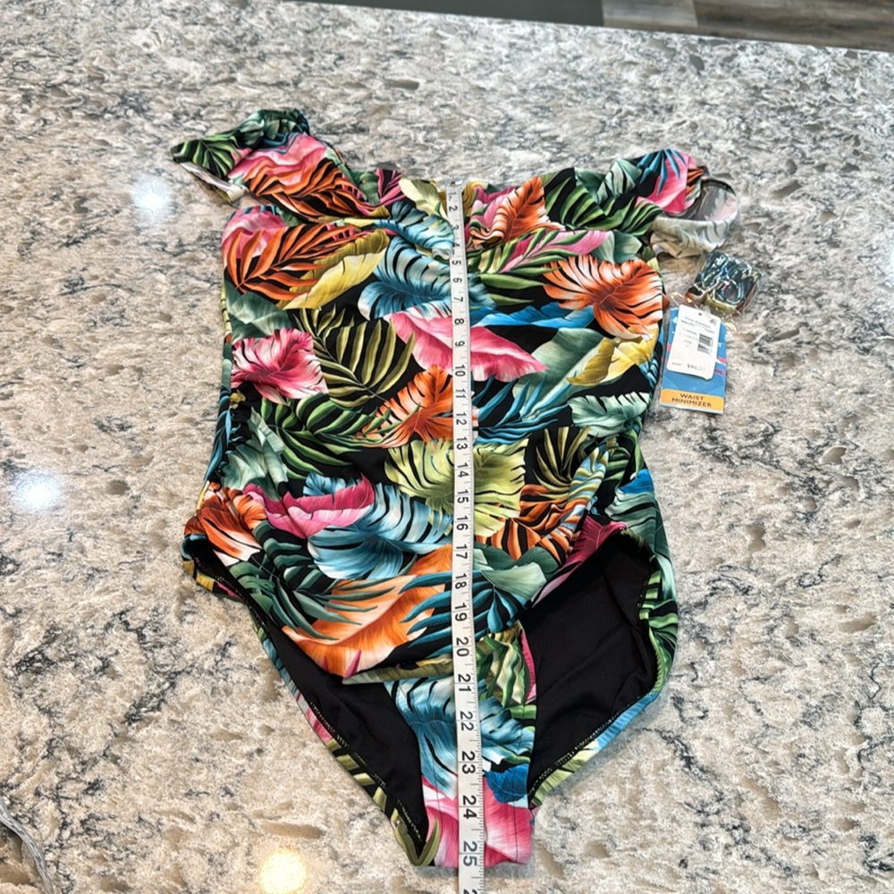 Swim Solutions Off Shoulder Tummy Control One Piece NWT 16 - Picture 8 of 12